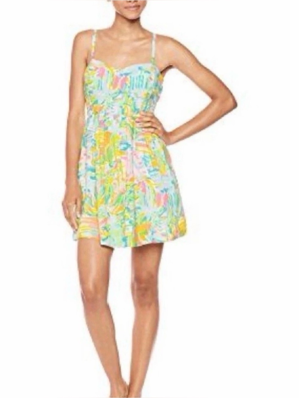 Lilly Pulitzer Christine Sundress Tropical Print Mini Dress Size 4